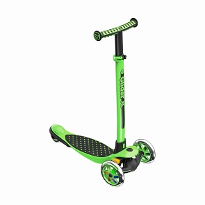 Самокат трехколесный Glider XL, цвет черно-зеленый (YVolution, 100888)